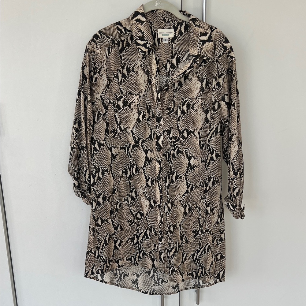 Rebecca Minkoff Black and Cream Snakeskin Blouse